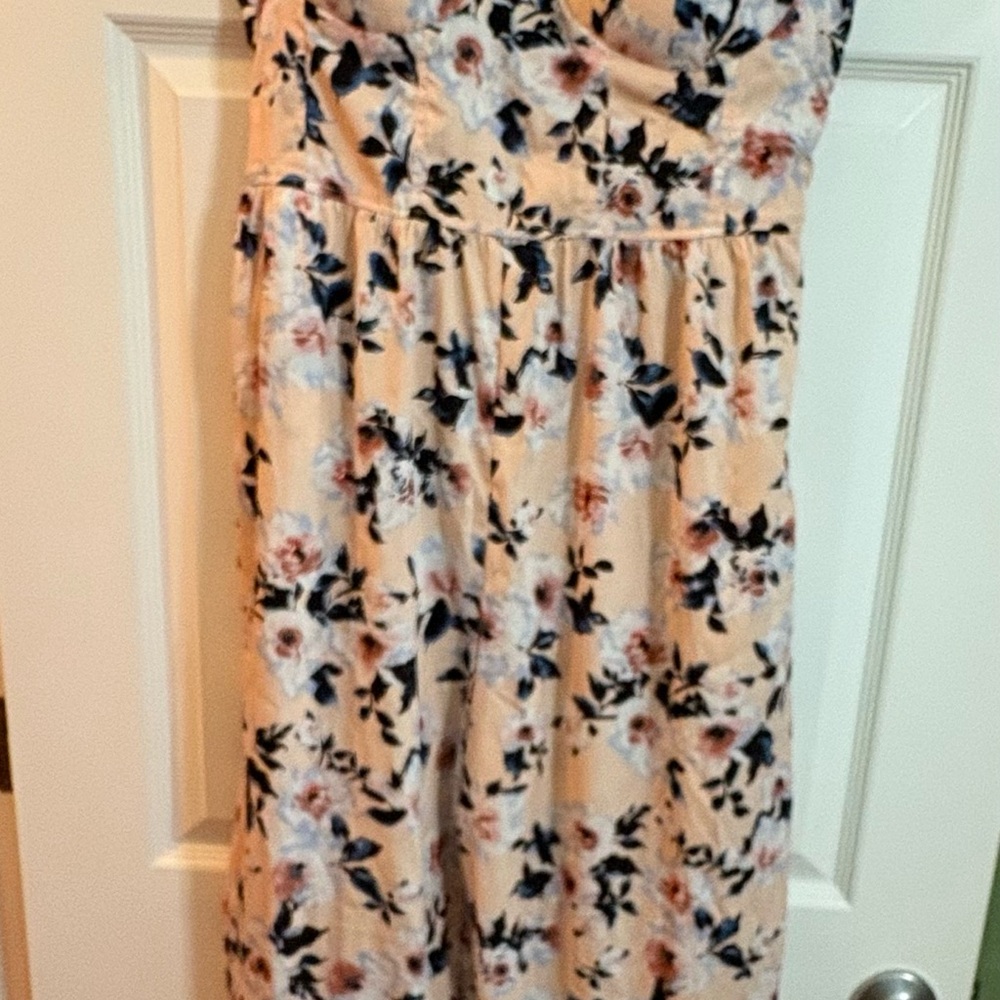 Band of Gypsies Peach and Black Floral Jumpsuit